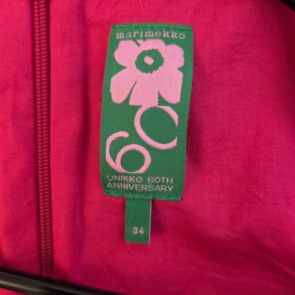 Marimekko Women Dress Silk Unikko Pattern Sleeveless Multicolor Back Zip Size 34 - Picture 12 of 16